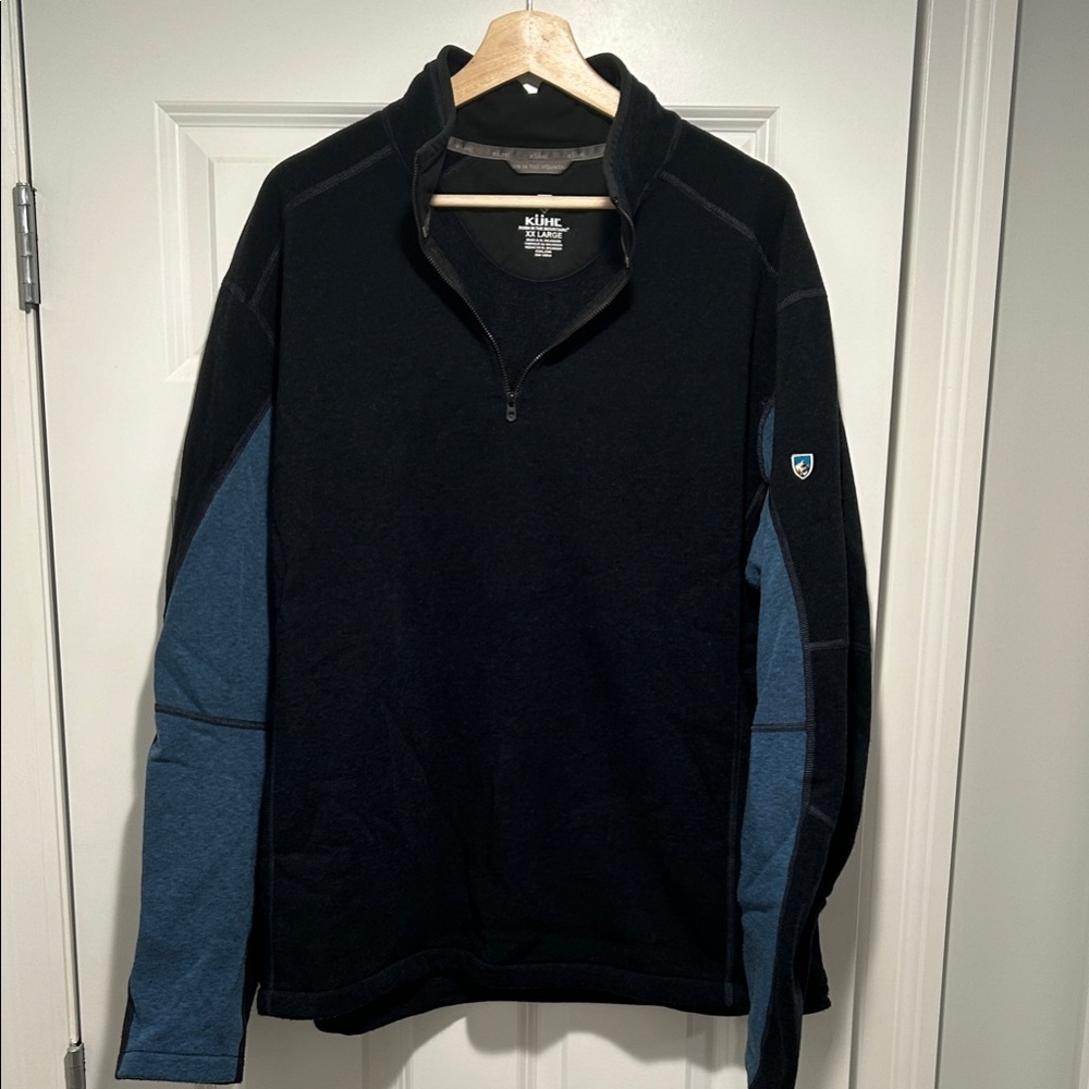 Kühl Men's Black and Blue Zip-Up Fleece Sweater